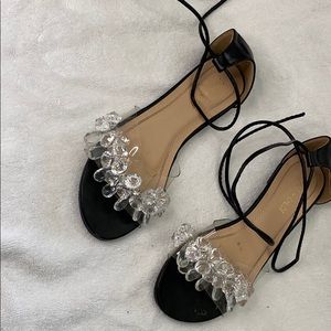 Strap ot black crystal sandals